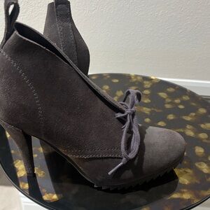 Pedro Garcia Charcoal Suede Lace-Up High Heel Ankle Boots